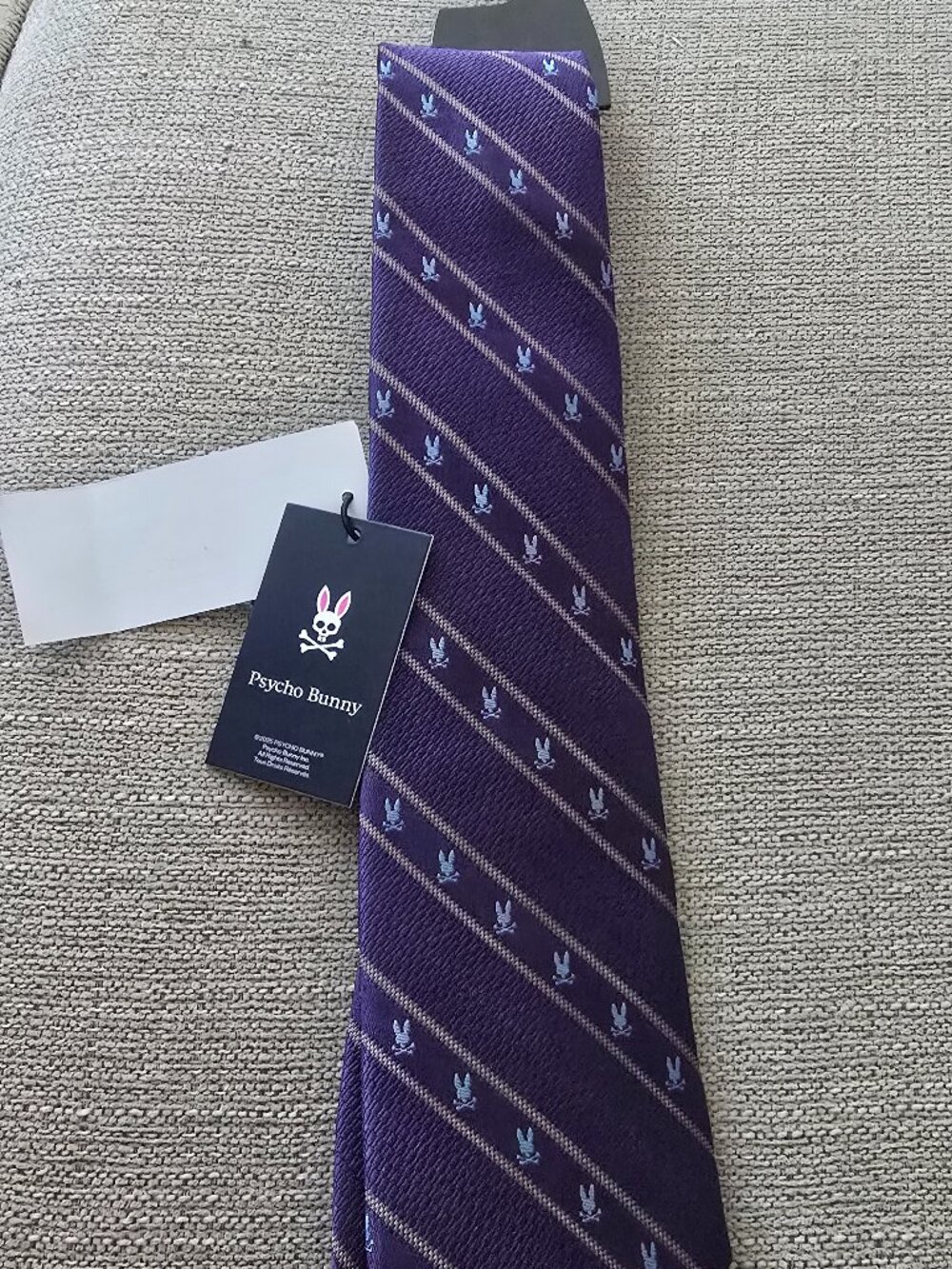 Psycho Bunny Tie 100% Silk English Fabric Made In USA Purple NWT